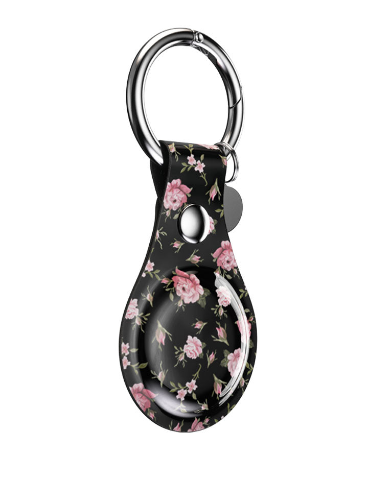 Black and Pink Floral Airtag Case
