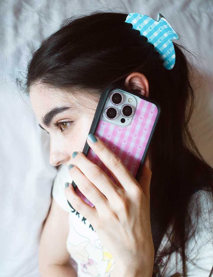 Pink Gingham Hearts iPhone Case