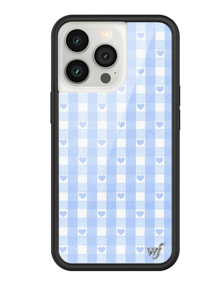 Blue Gingham Hearts iPhone Case