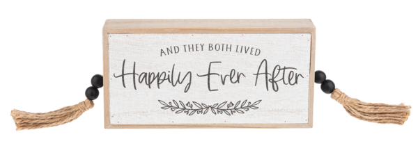 Wedding Message Block Sign w/Beaded Tassels