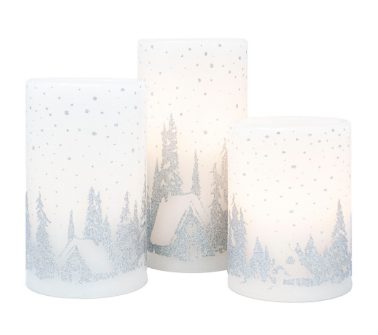 Winter Woodland LED Pillars