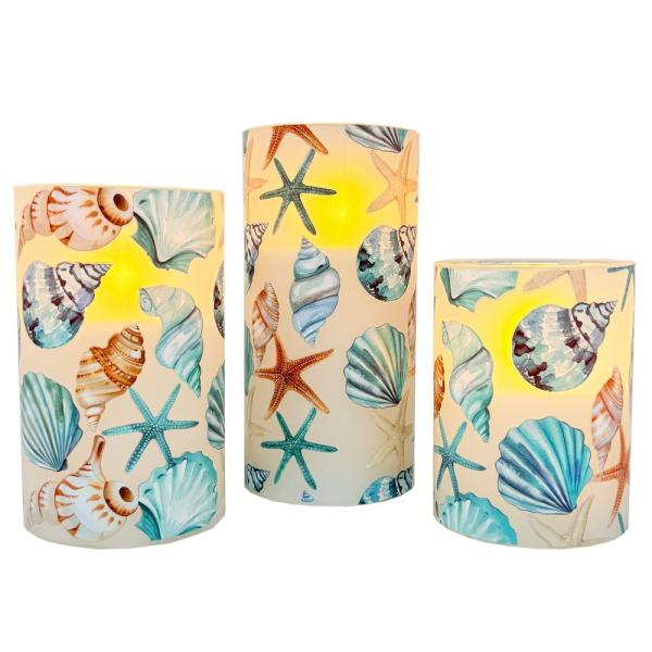 Blue Shells LED Candle Set (3-piece)