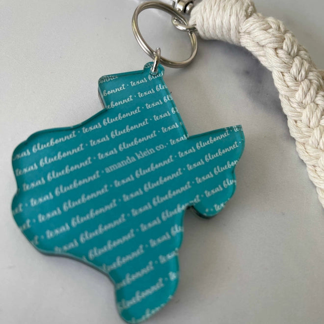 Texas Bluebonnet Keychain w/Macramé Loop