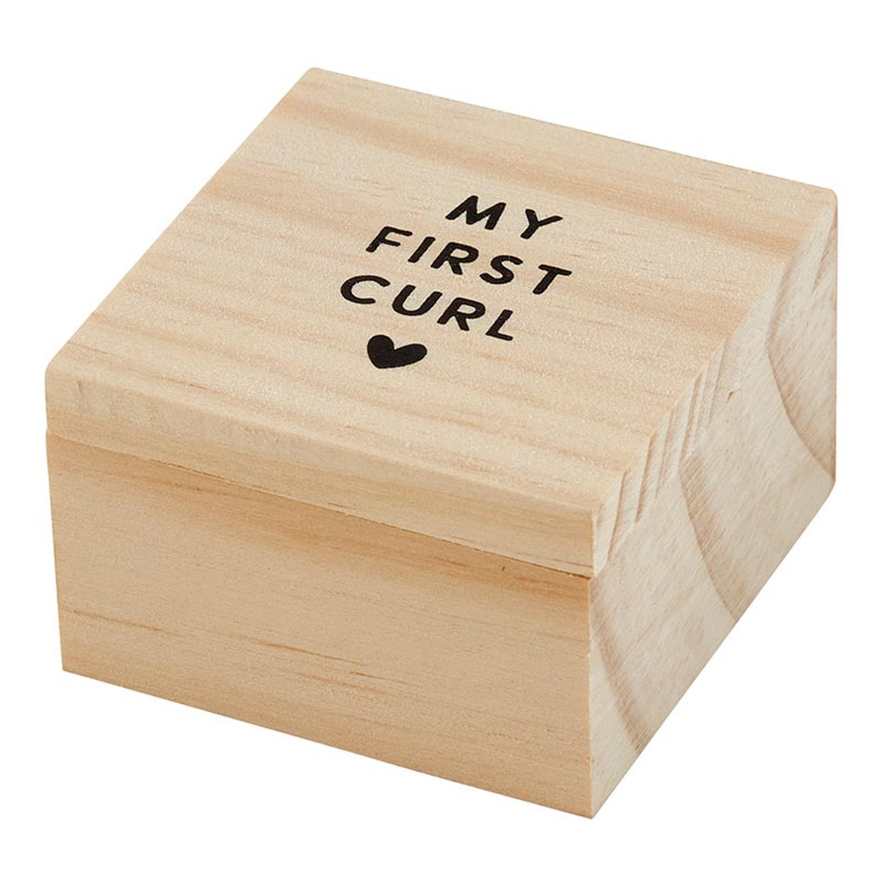 Wooden My First Curl keepsake box from Stephan Baby with simple engraved sentiment design.
