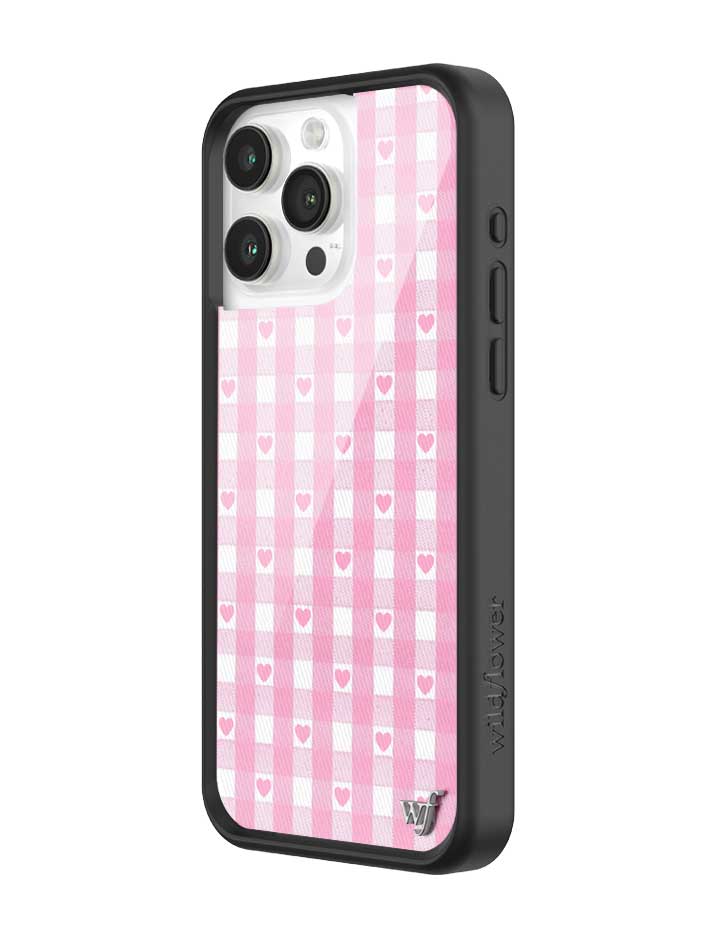 Pink Gingham Hearts iPhone Case