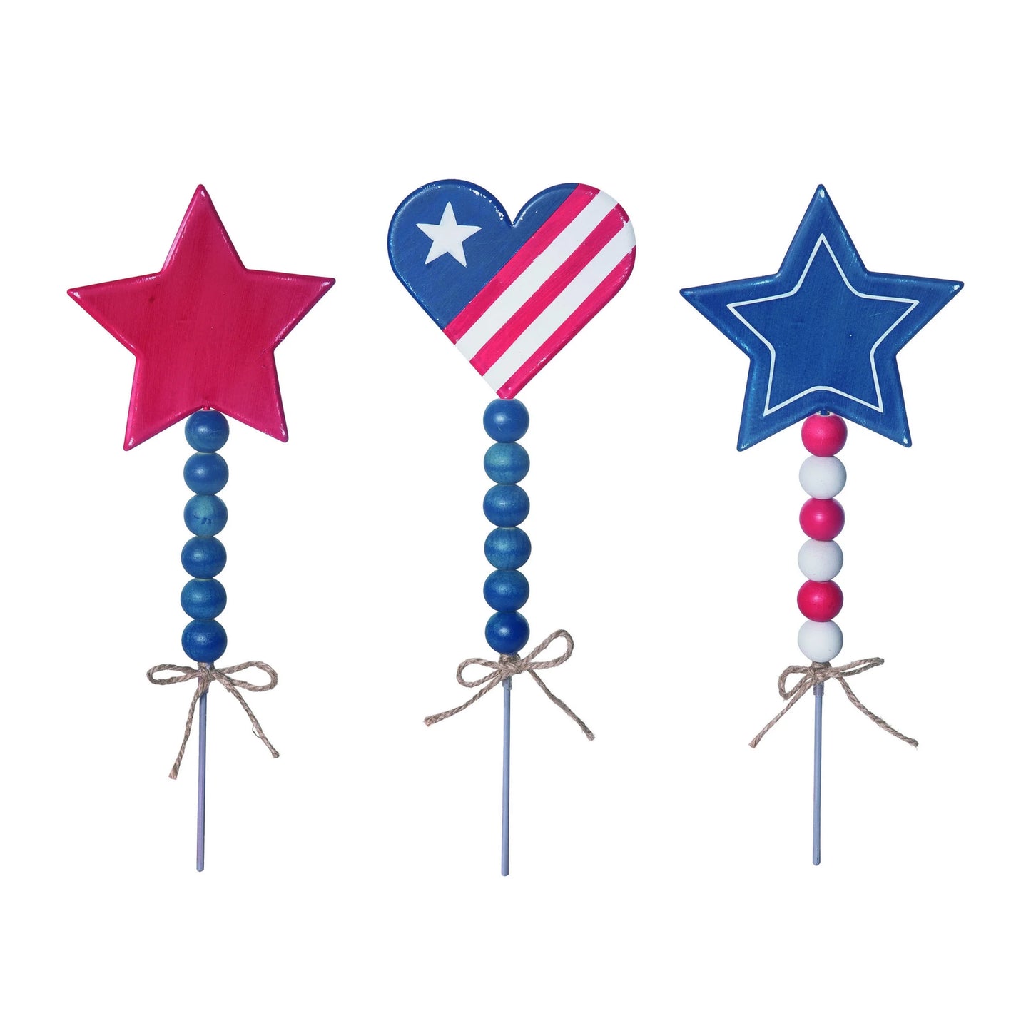 Americana Planter Pick w/ Wooden Beads