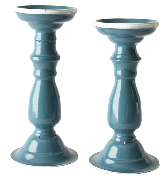 Denim Blue & White Pillar Holder