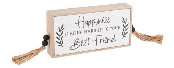 Wedding Message Block Sign w/Beaded Tassels