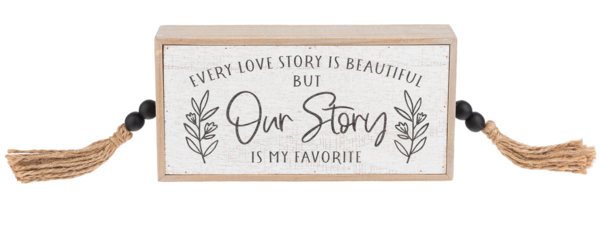 Wedding Message Block Sign w/Beaded Tassels