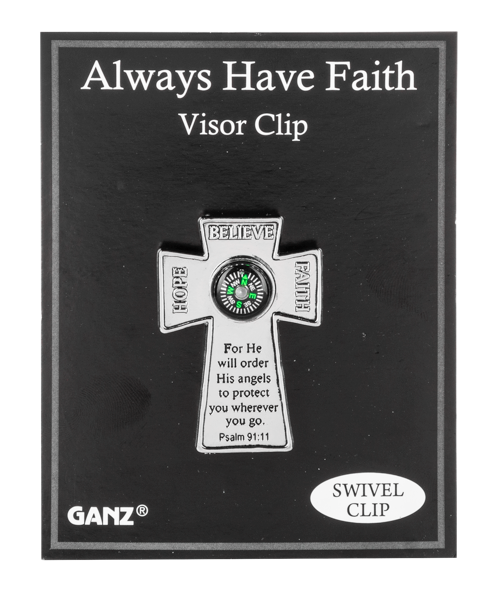 Always Have Faith Visor Clip w/Compass