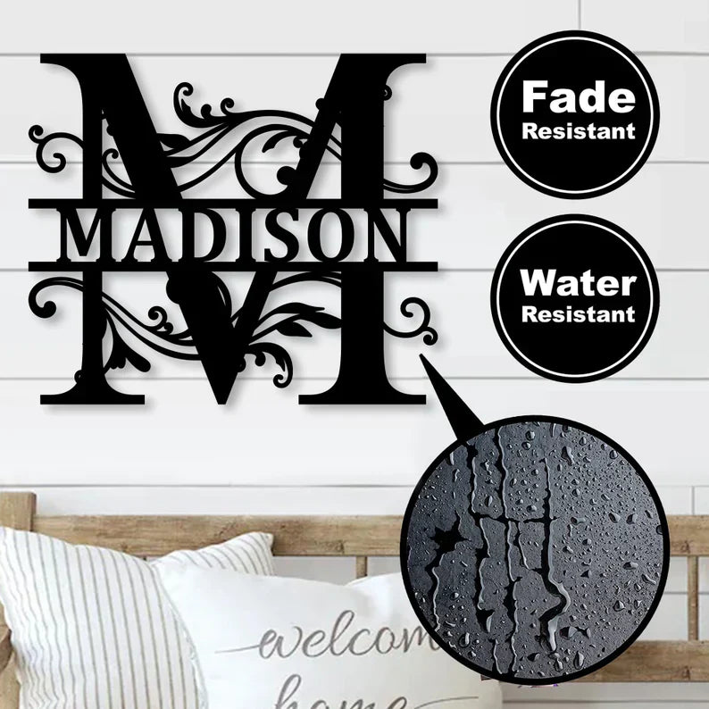SPLIT-CIRCLE MONOGRAM Custom Metal Sign