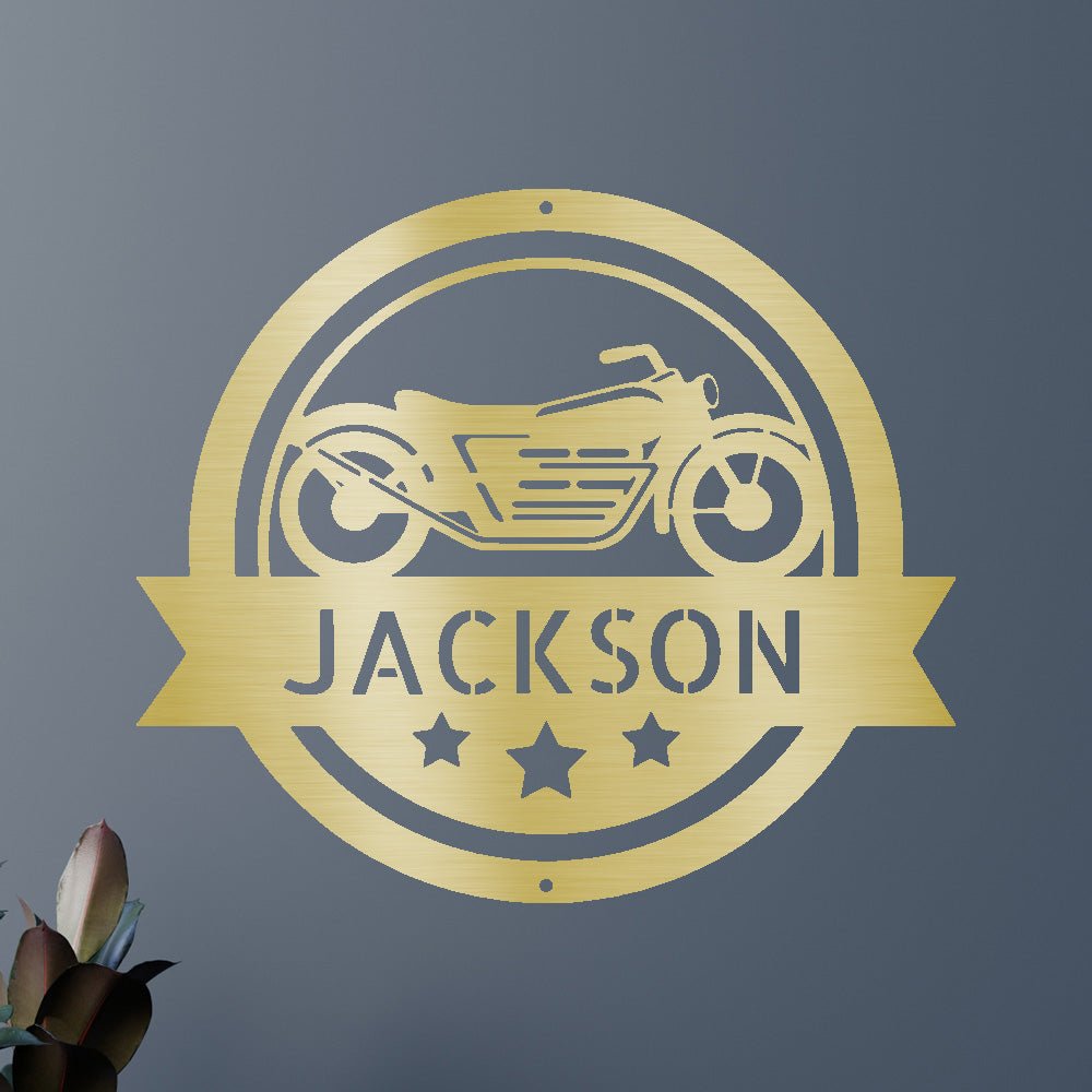MOTOCYCLE w/CUT-OUT STARS Custom Metal Sign