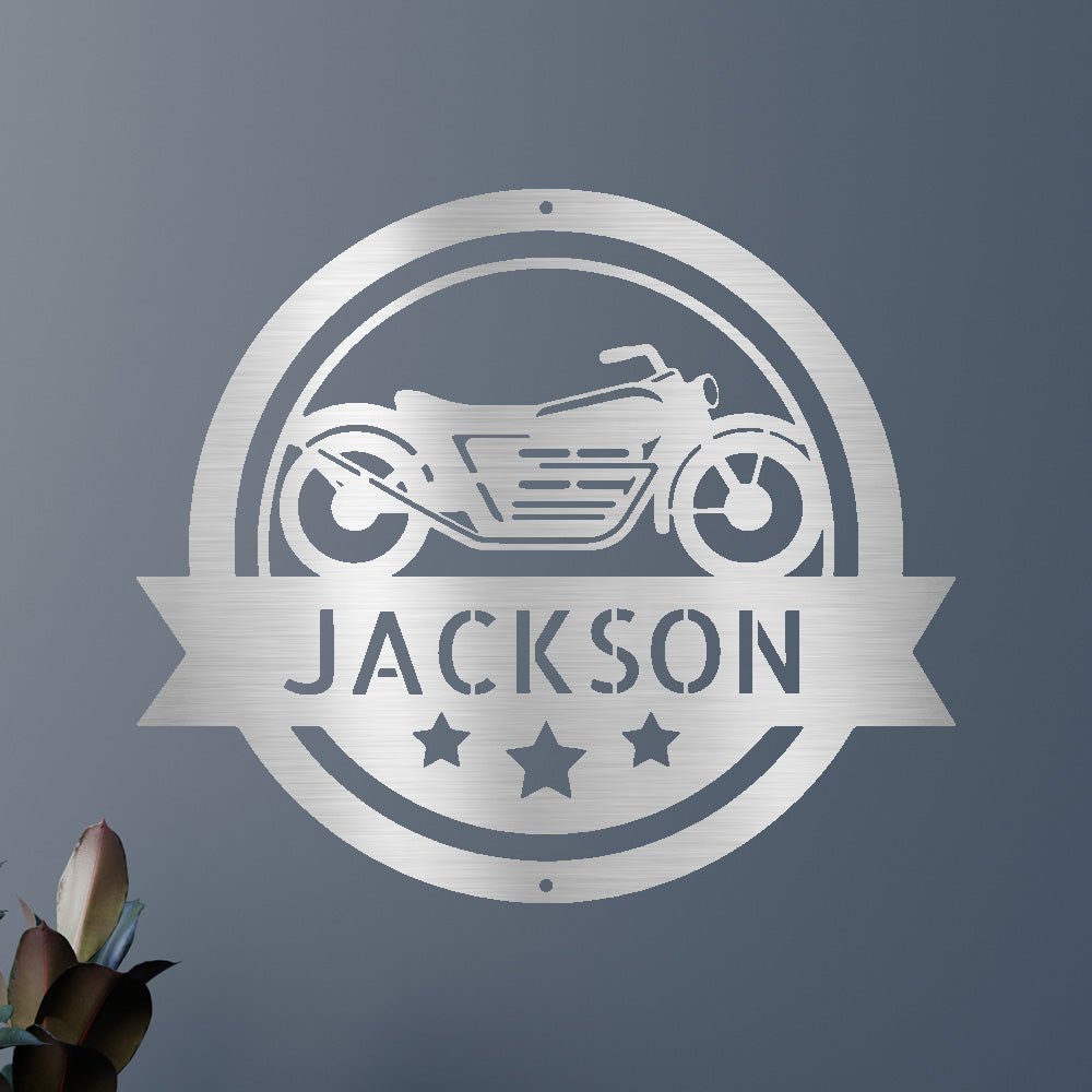 MOTOCYCLE w/CUT-OUT STARS Custom Metal Sign