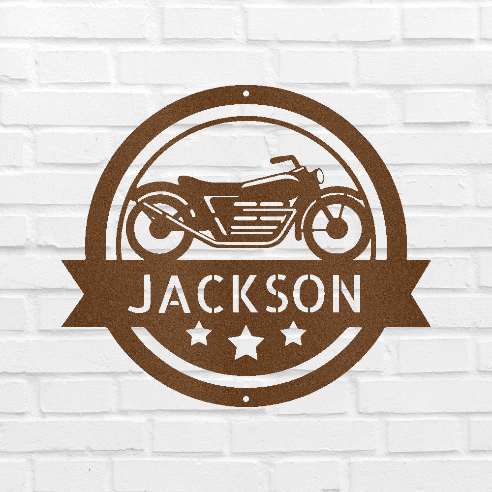 MOTOCYCLE w/CUT-OUT STARS Custom Metal Sign