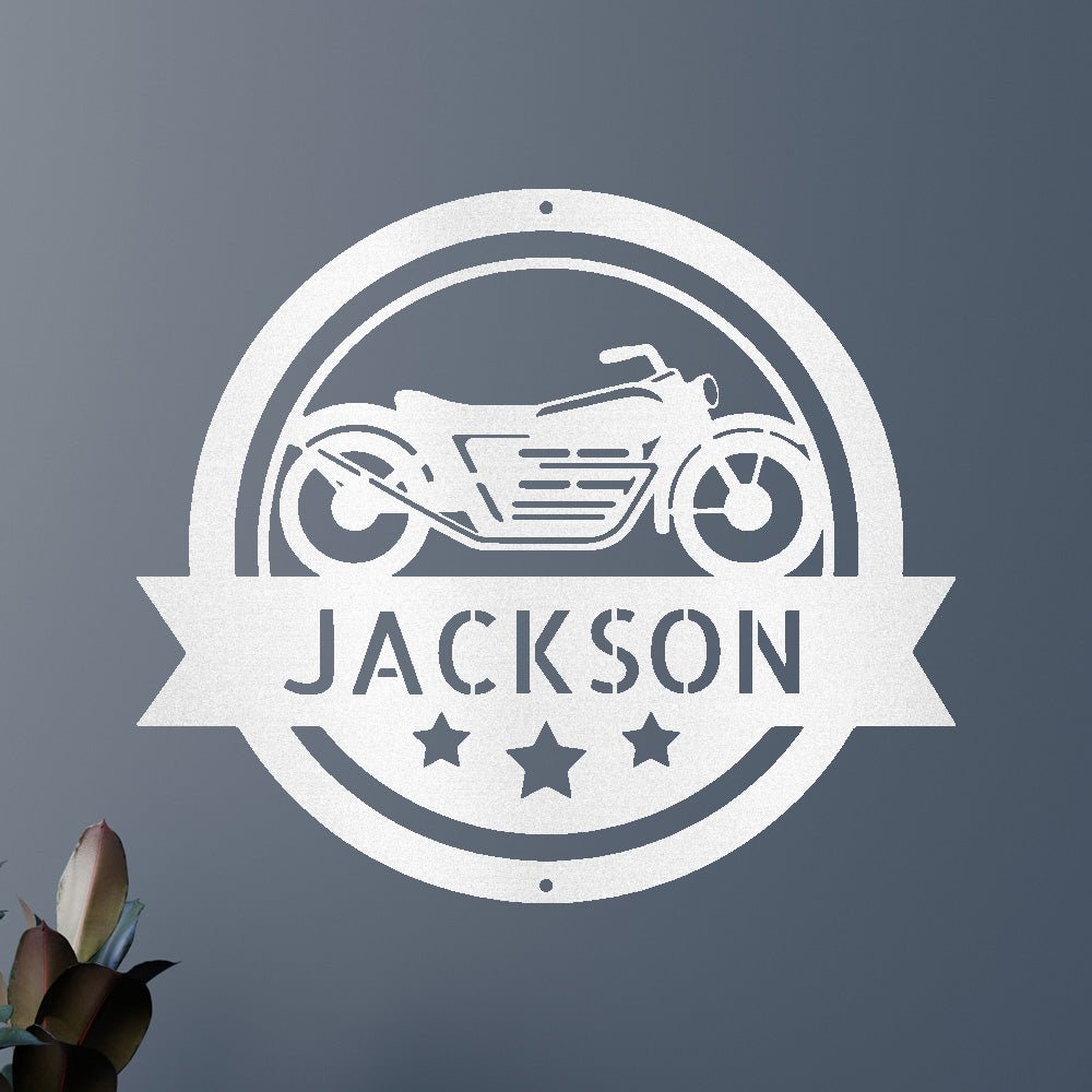 MOTOCYCLE w/CUT-OUT STARS Custom Metal Sign