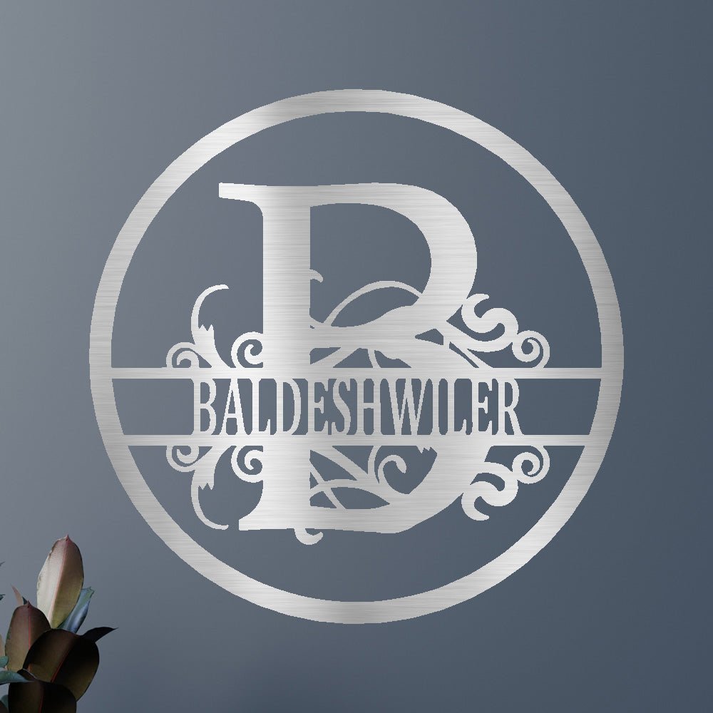 SPLIT-CIRCLE MONOGRAM Custom Metal Sign