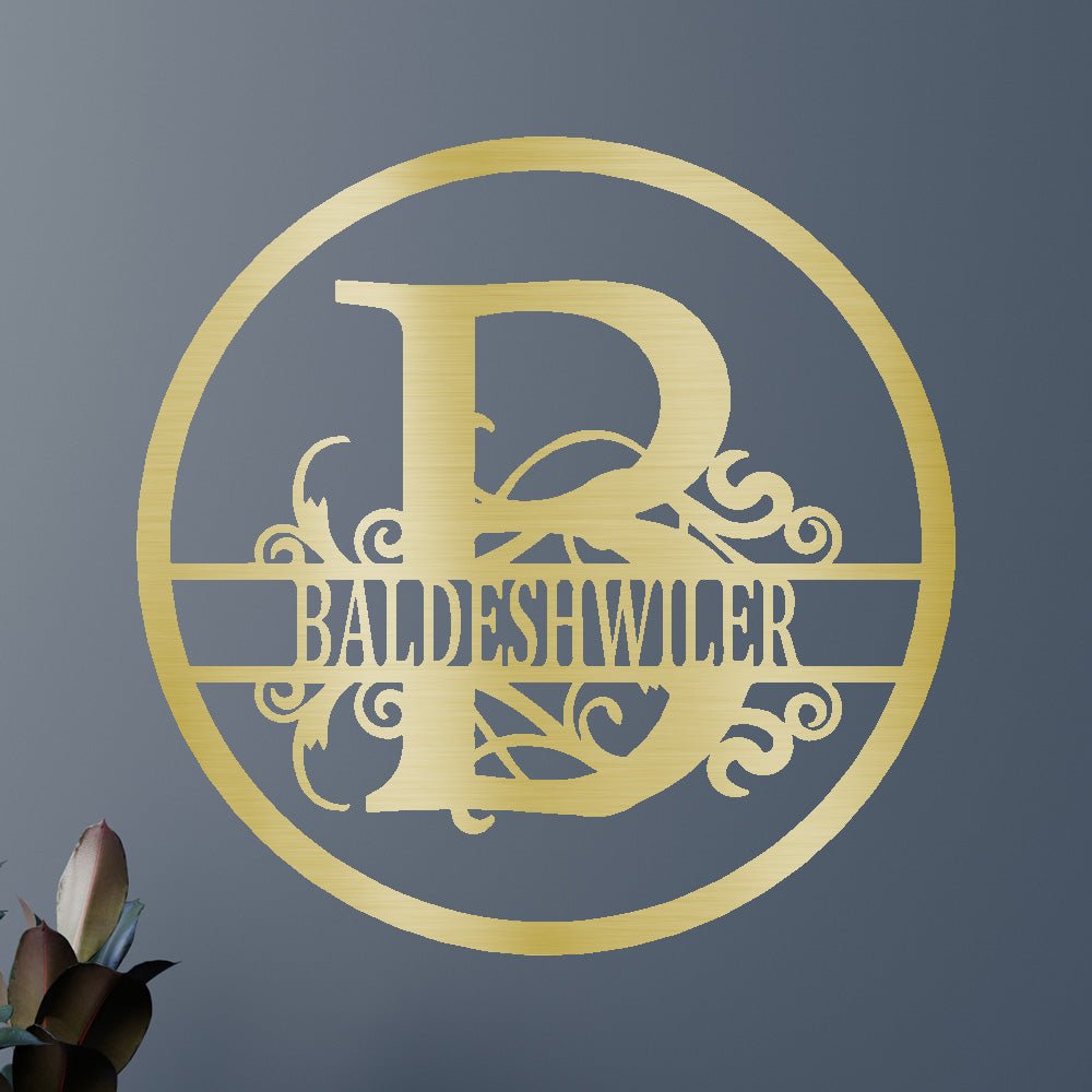 SPLIT-CIRCLE MONOGRAM Custom Metal Sign