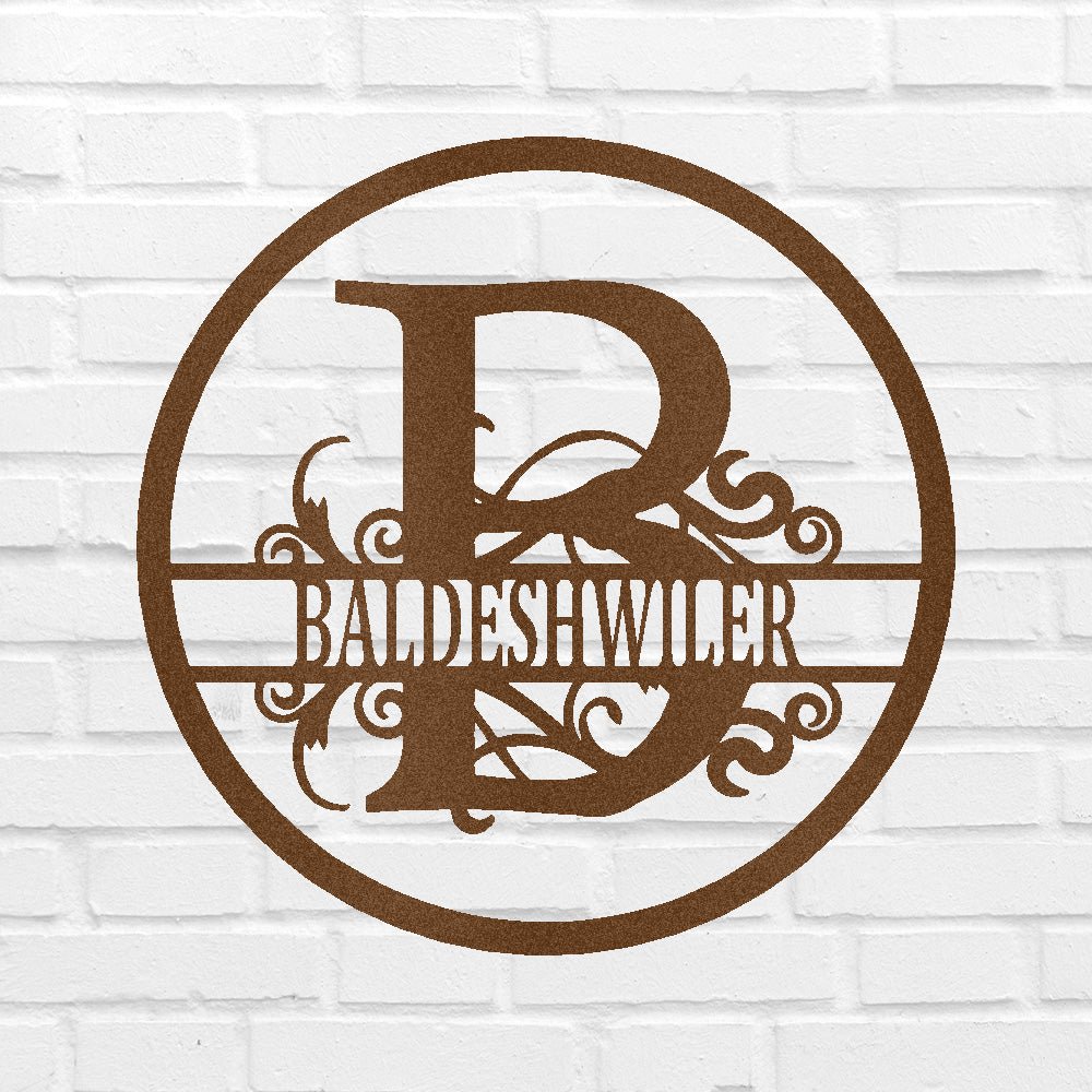 SPLIT-CIRCLE MONOGRAM Custom Metal Sign
