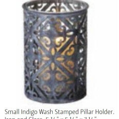 Indigo Wash Pillar Lantern (CLEARANCE)