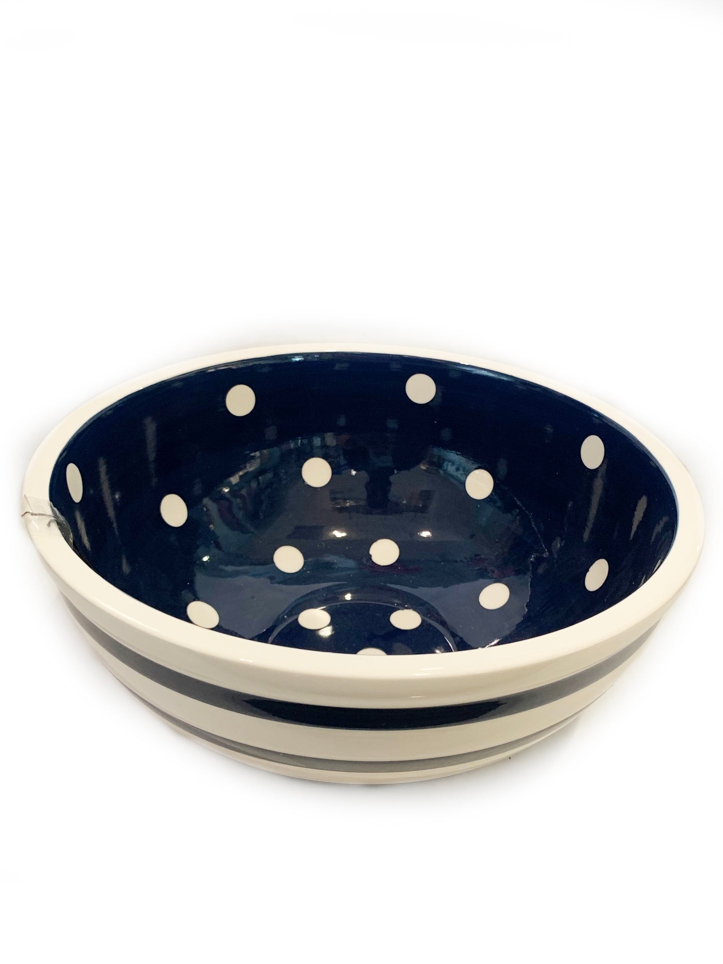 Bowl - Indigo & White Stripe (80 oz) (CLEARANCE)