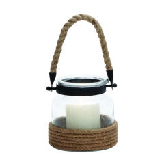 Glass Lantern with Rope, small (CLEARANCE)