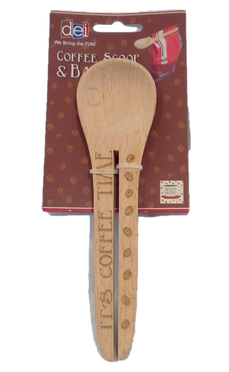 Wood Coffee Scoop/Bag Clip (CLEARANCE)