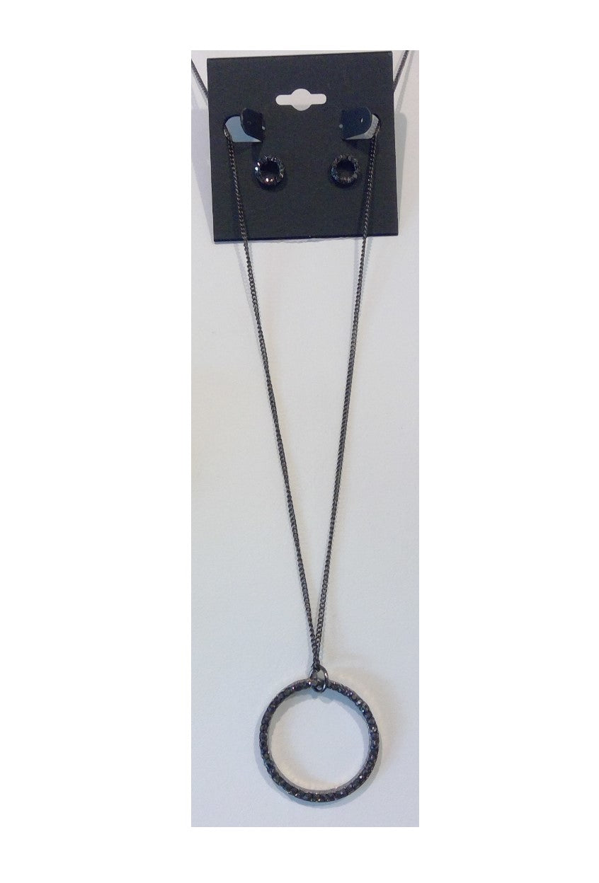 Gun Metal Black Eternity Circle Set (CLEARANCE)