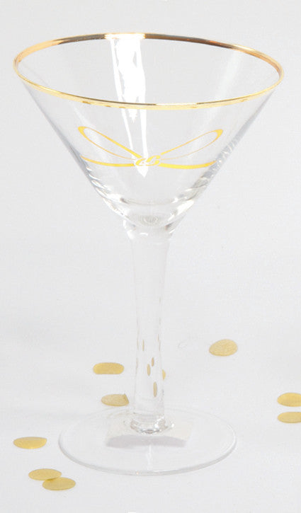 Martini Glass with Gold Bow (CLEARANCE)