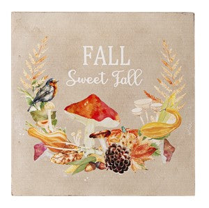 Fall Mushrooms Block Sign