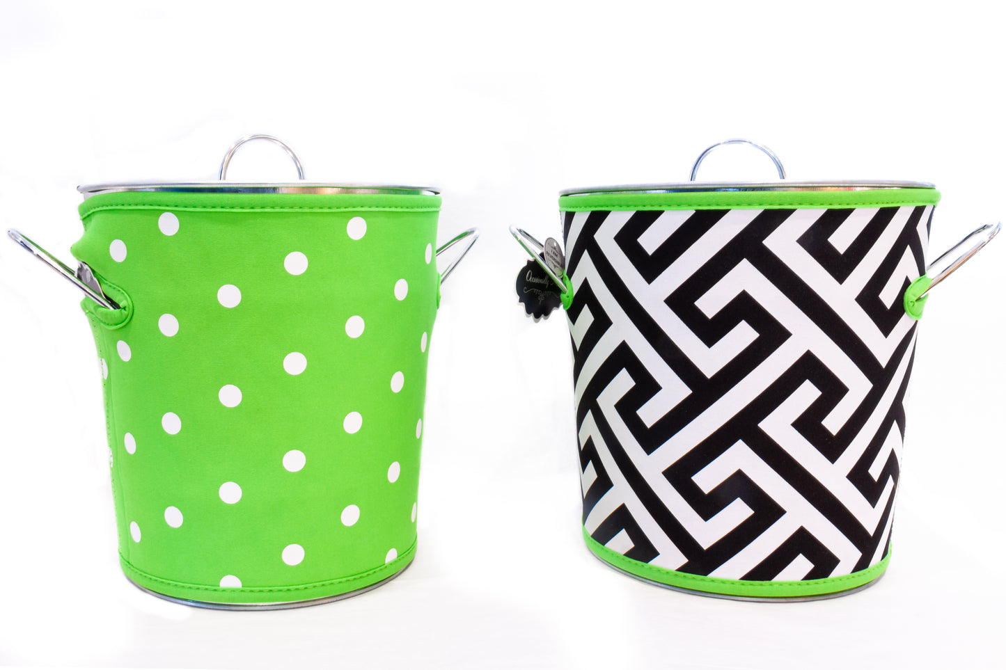Ice Bucket - GREEN GEOMETRIC / DOTS (CLEARANCE)