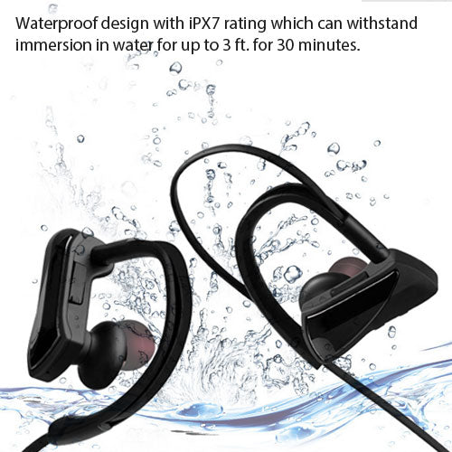 Waterproof Wireless BT Earphones - BLACK