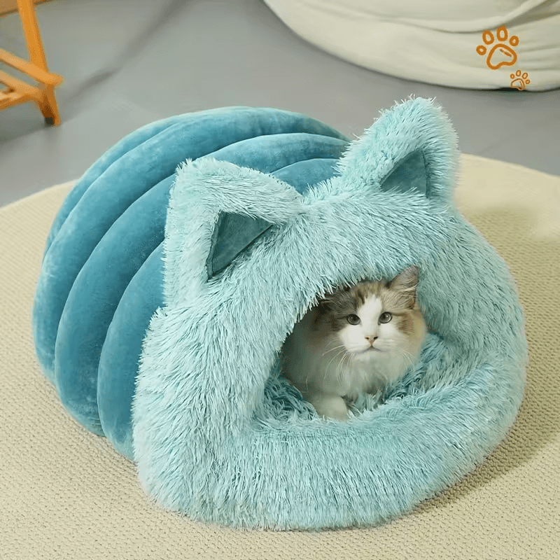 Winter Warm Fleece Cat Cave Windproof 360° Thermal Comfort for Cats & Small Dogs