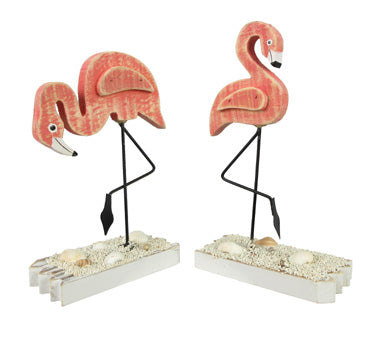Wood-cut 3D Flamingo Figure