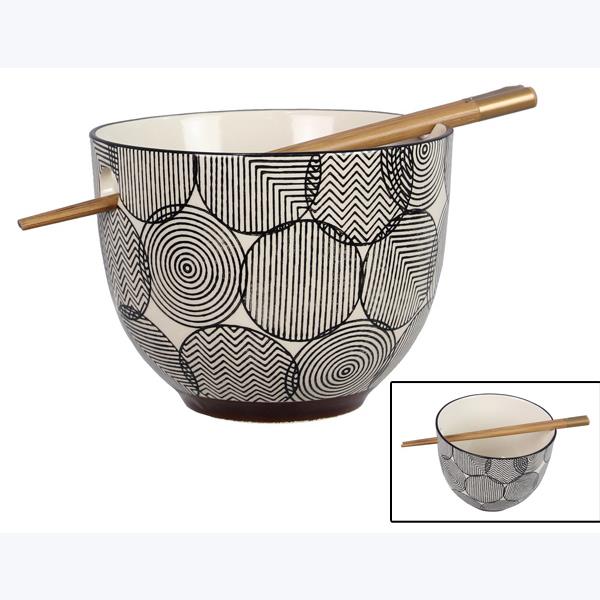 Stoneware Ramen Bowl w/Chopsticks
