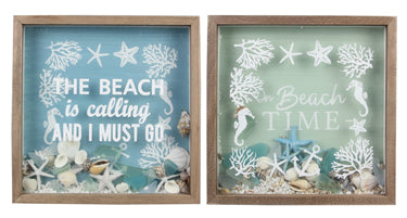 Nautical Shadowbox with Shells and Sea Glass