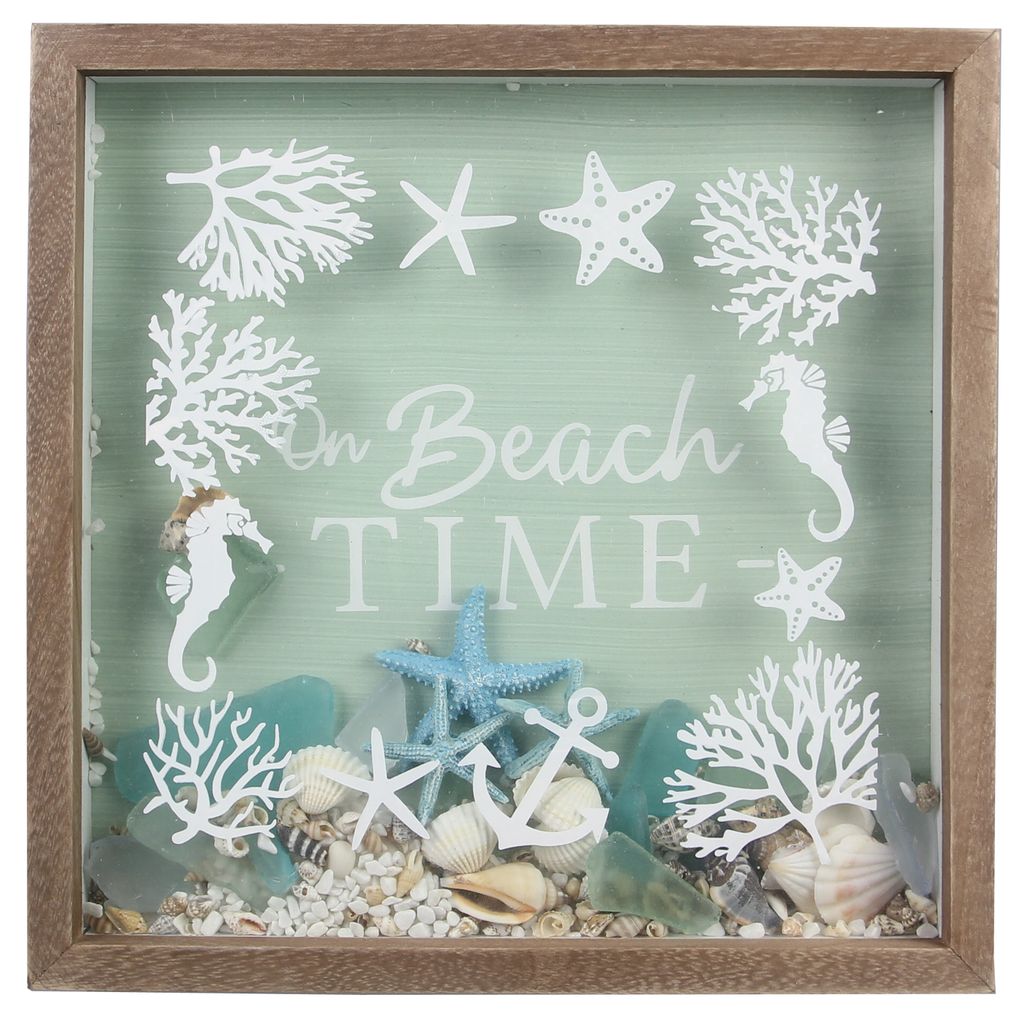 Nautical Shadowbox with Shells and Sea Glass