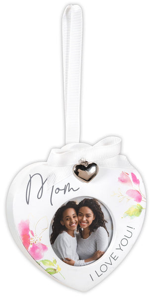 MOM Frame with Floral Heart and Ribbon
