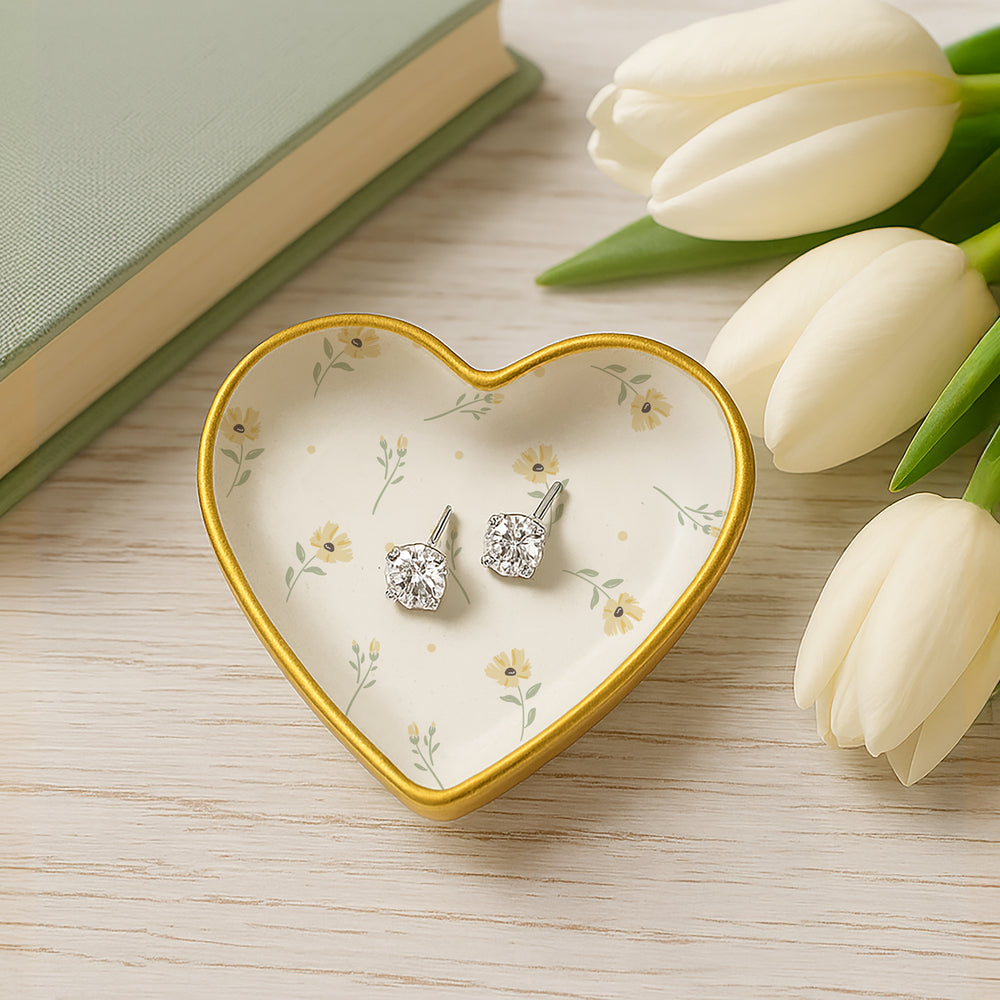 Trinket Dish / Sterling Silver Earrings Gift Set