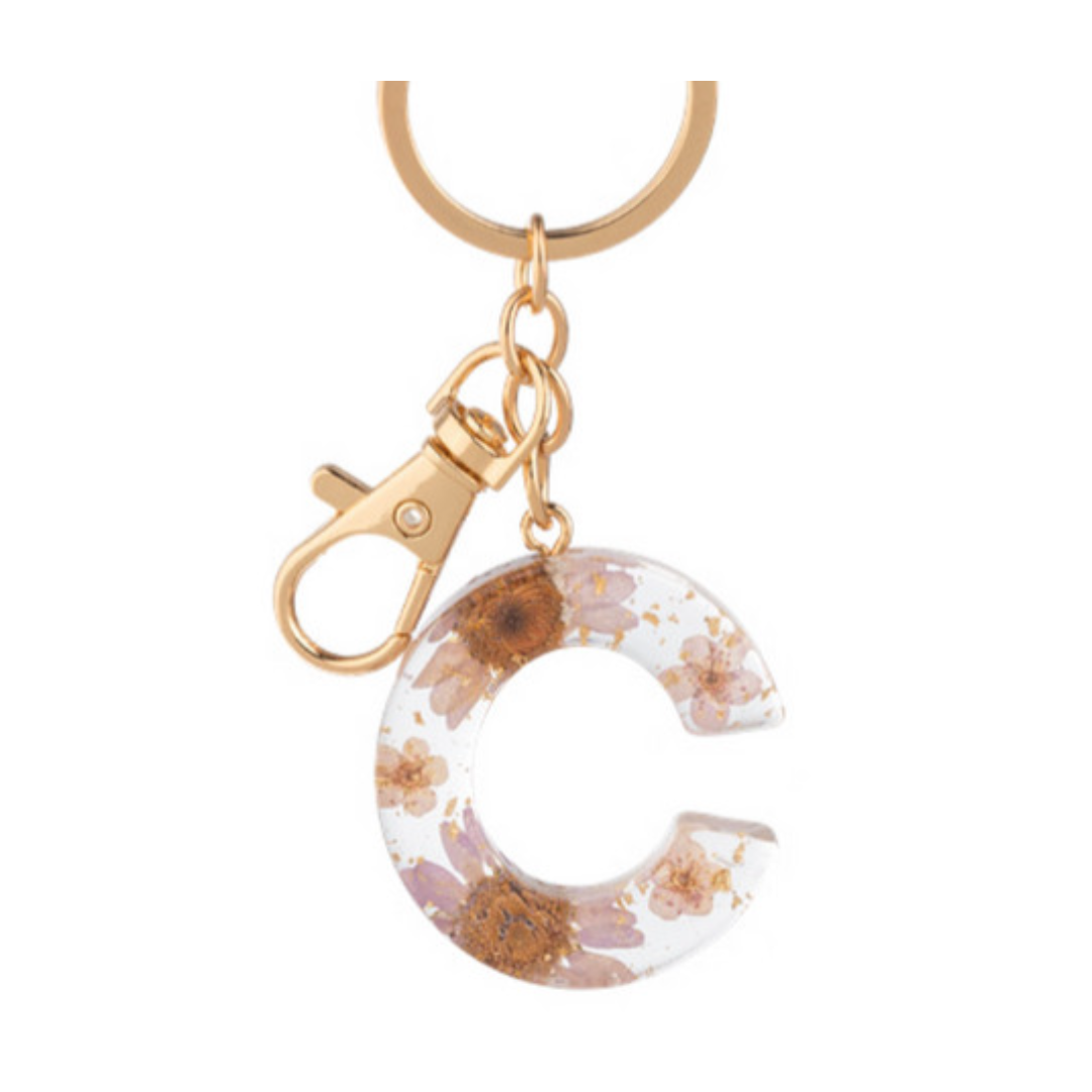 Floral Monogram Keychain