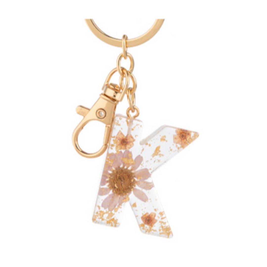Floral Monogram Keychain