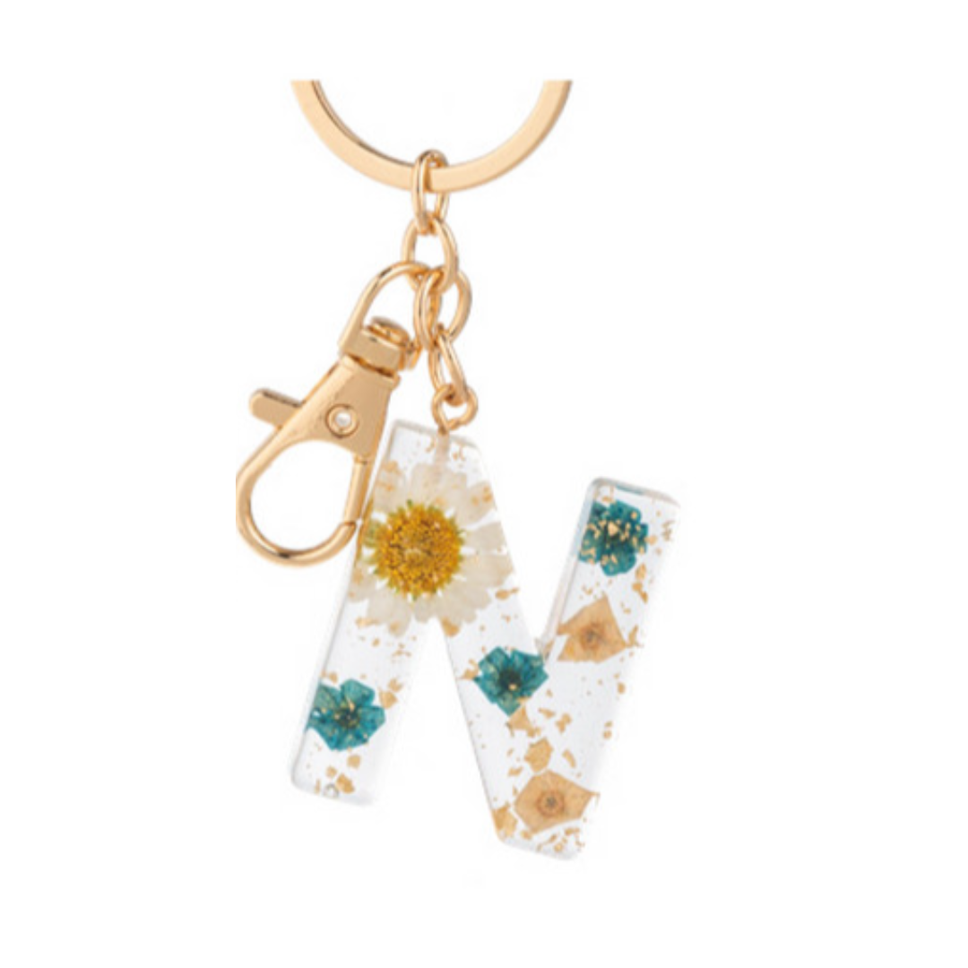 Floral Monogram Keychain