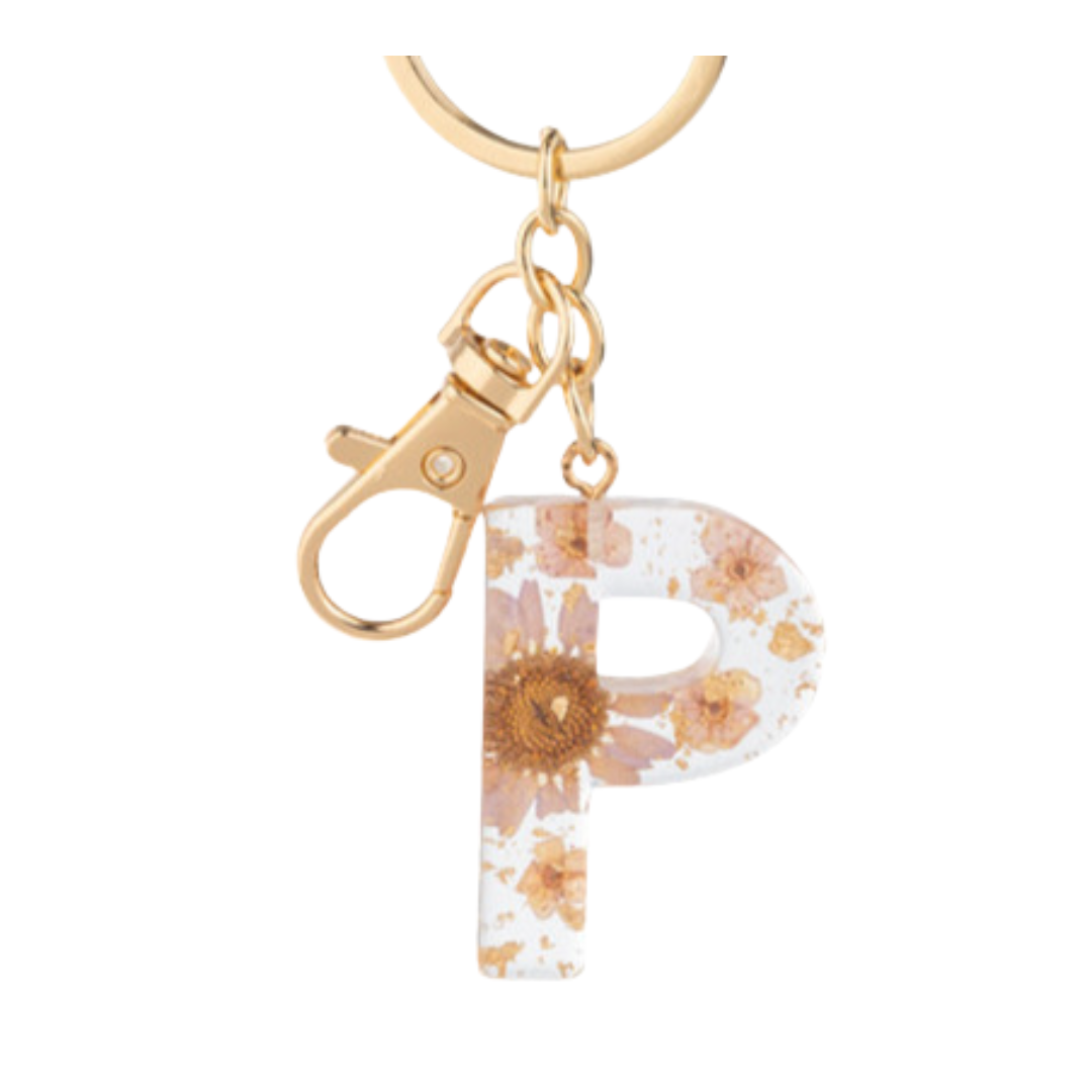 Floral Monogram Keychain