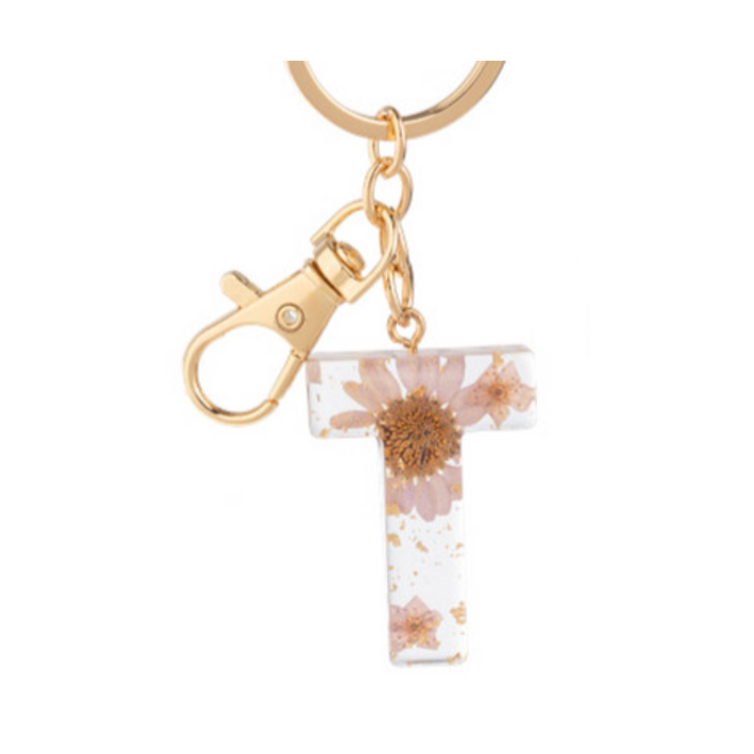 Floral Monogram Keychain