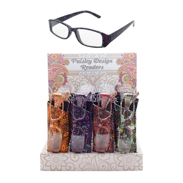 Shark Eyes PAISLEY PRINT Readers w/Pouch