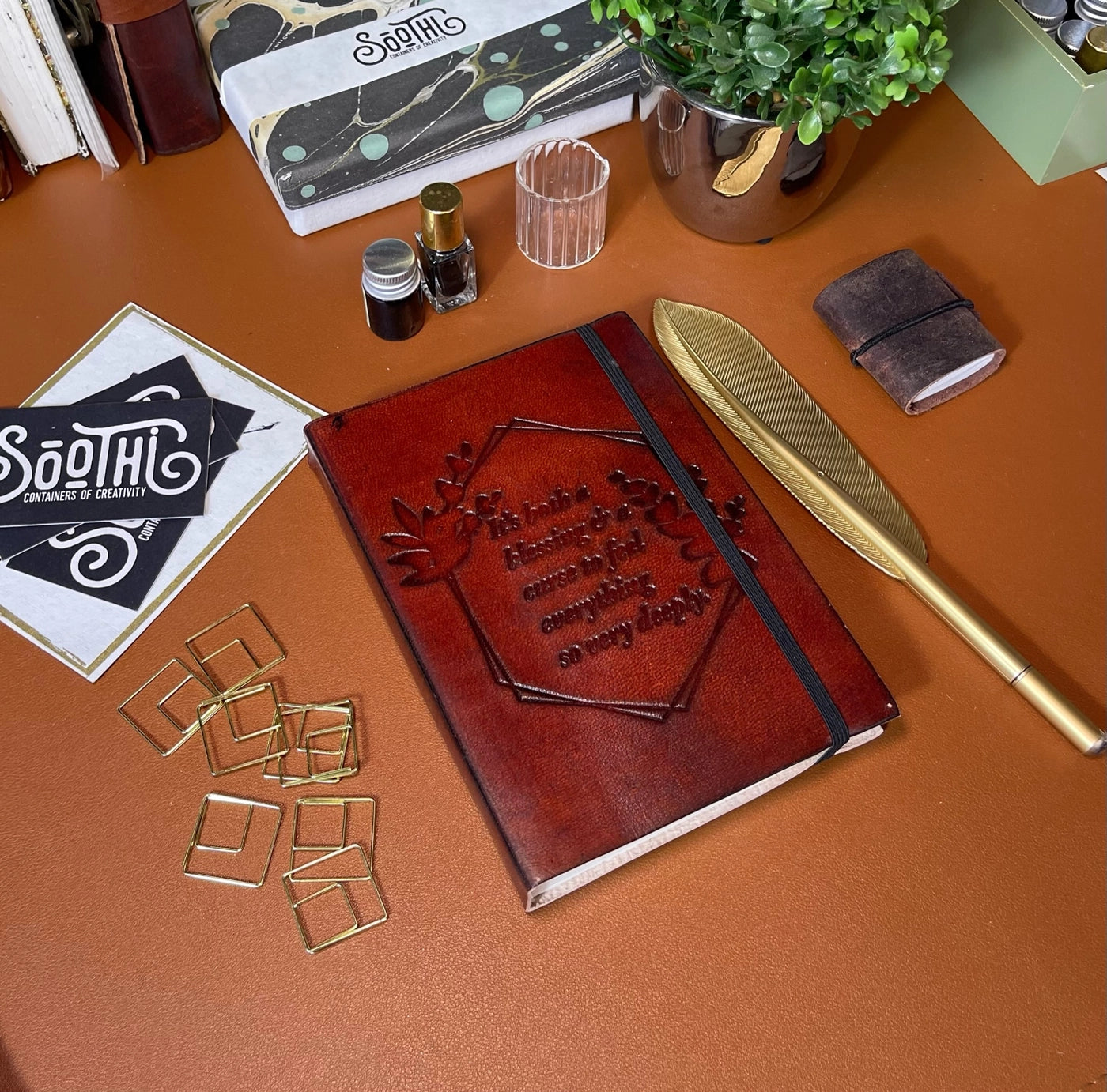 FEEL DEEPLY Embossed Leather Journal