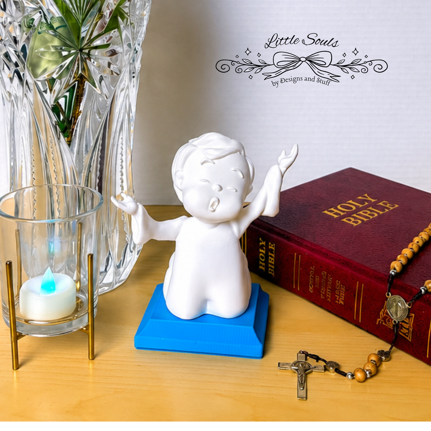 Little Soul in Song - Boy | Handcrafted Christian Child Figurine with LED Light