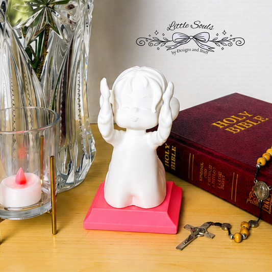 Little Soul at Praise - Girl | Handcrafted Christian Child Figurine with LED Light