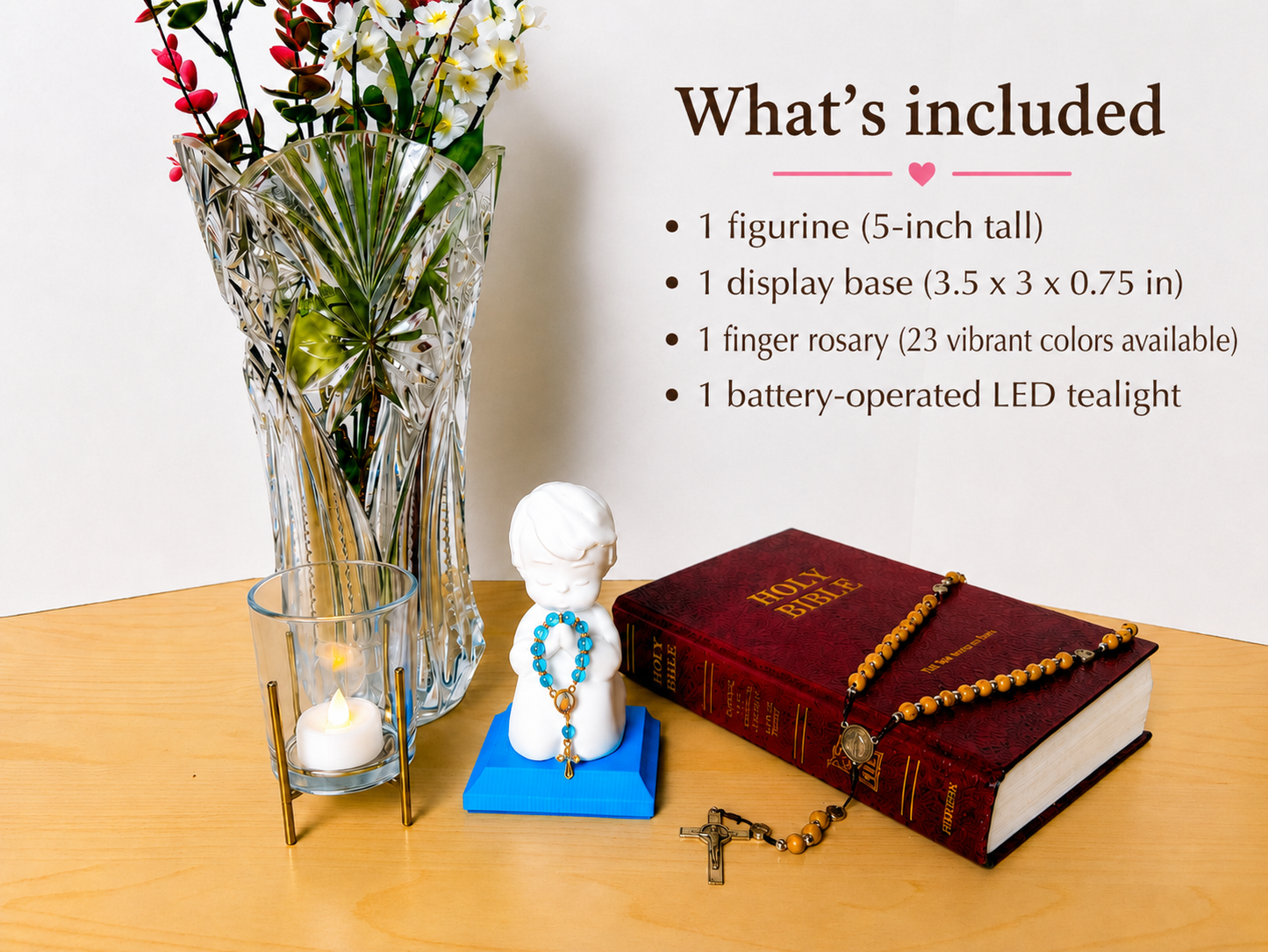 Little Soul at Prayer - Boy | Handcrafted Christian Child Figurine with LED Light