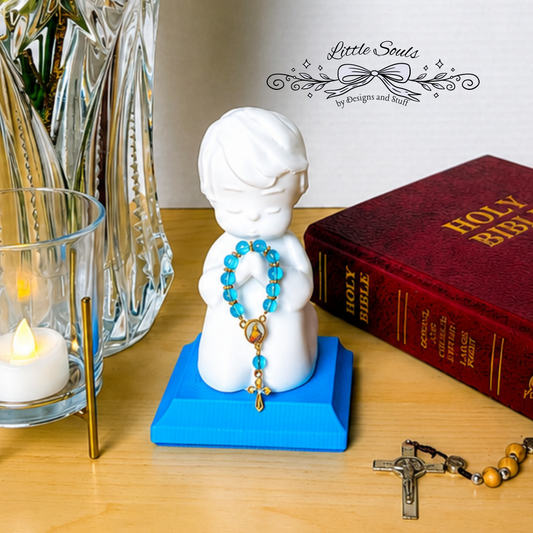 Little Soul at Prayer - Boy | Handcrafted Christian Child Figurine with LED Light