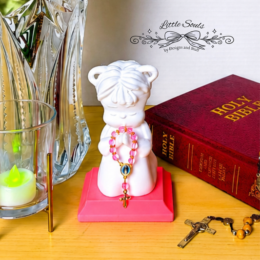 Little Soul at Prayer - Girl | Handcrafted Christian Child Figurine with LED Light